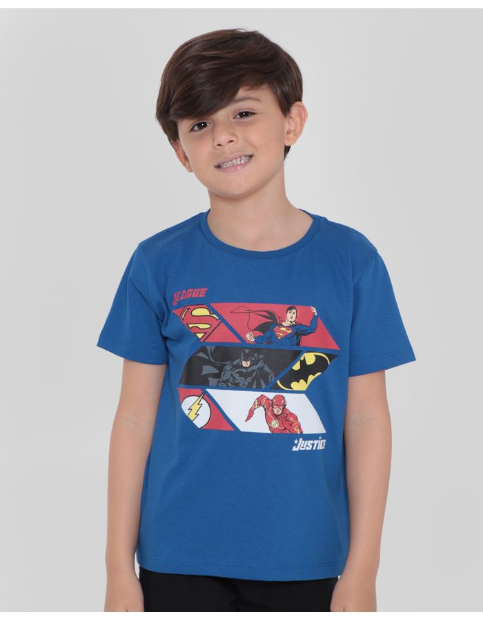 Camiseta-Infantil-Estampa-Herois-Liga-Da-Justica-Azul