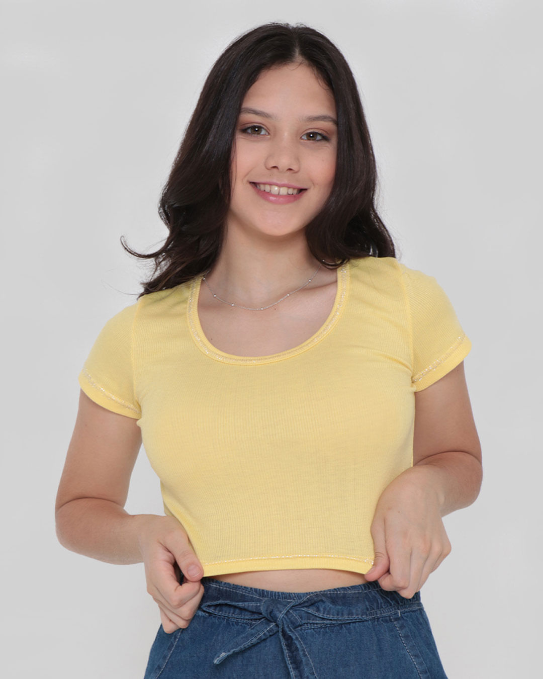 Blusa-Cropped-Juvenil-Malha-Canelada-Amarela