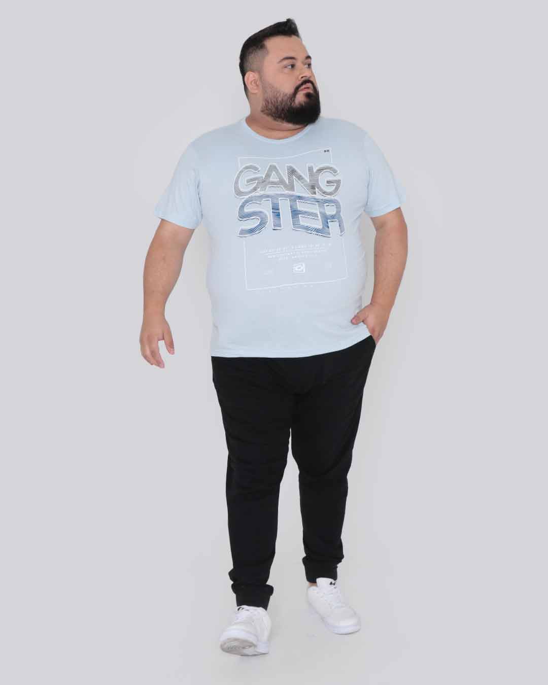 Camiseta-Plus-Size-Estampa-Gangster-Azul-Claro