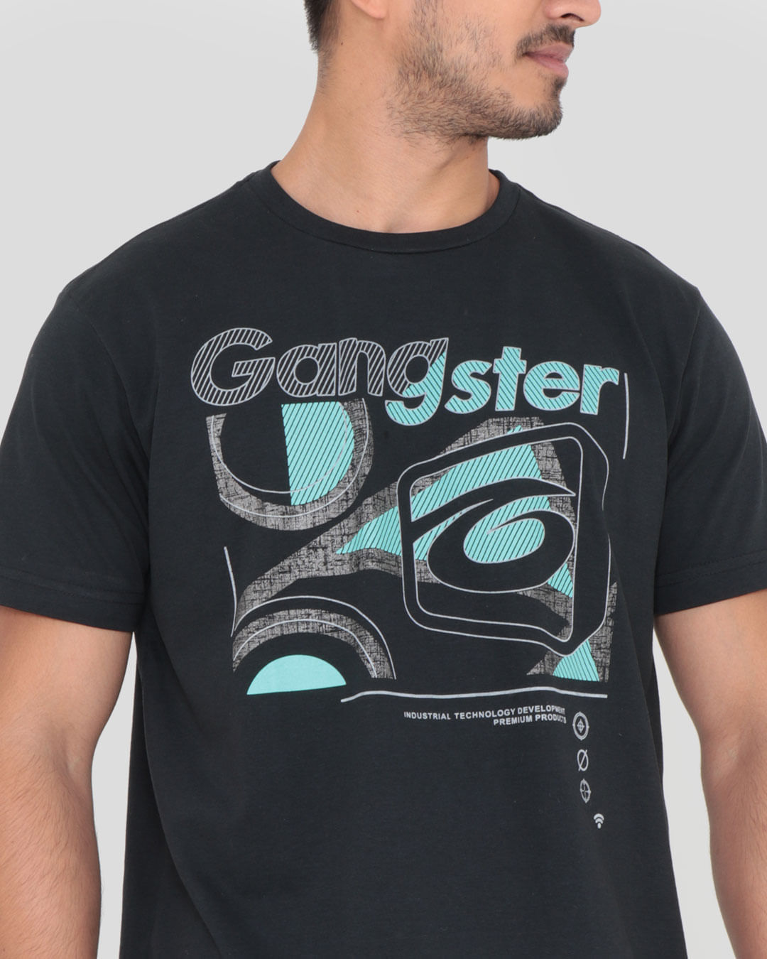 Camiseta-Masculina-Manga-Curta-Gangster-Preta
