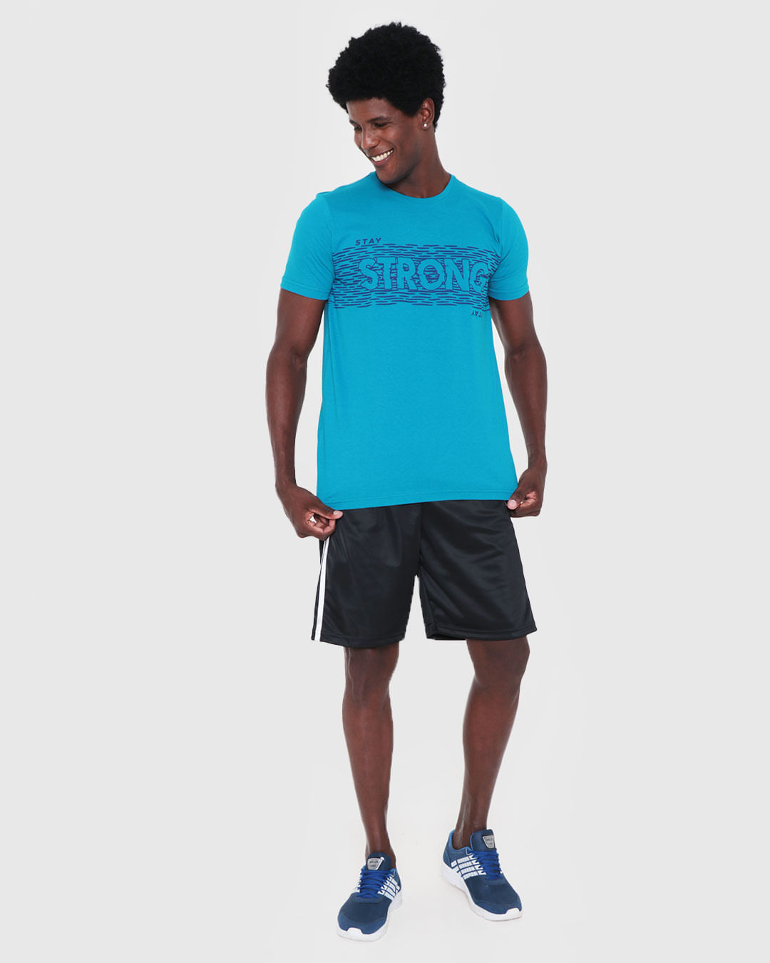 Camiseta-Masculina-Estampa-Strong-Azul-Medio