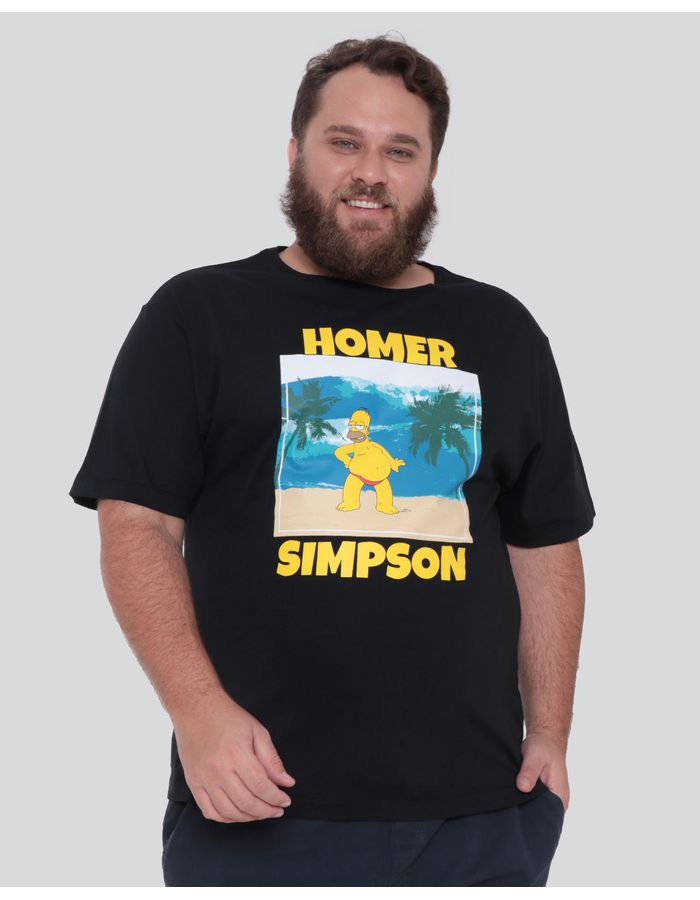 Camiseta-Masculina-Plus-Size-Homer-Simpson-Preta