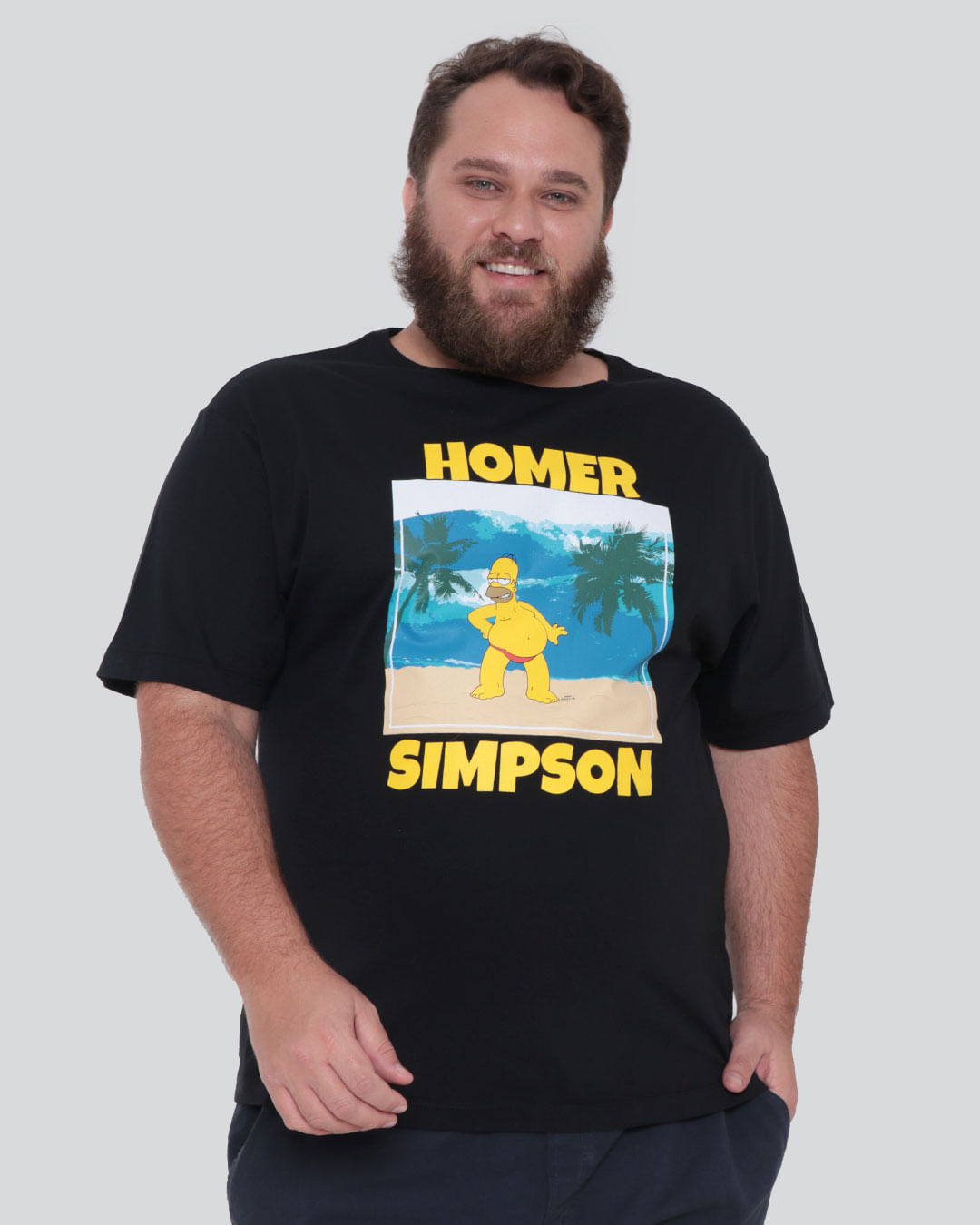 Camiseta-Masculina-Plus-Size-Homer-Simpson-Preta