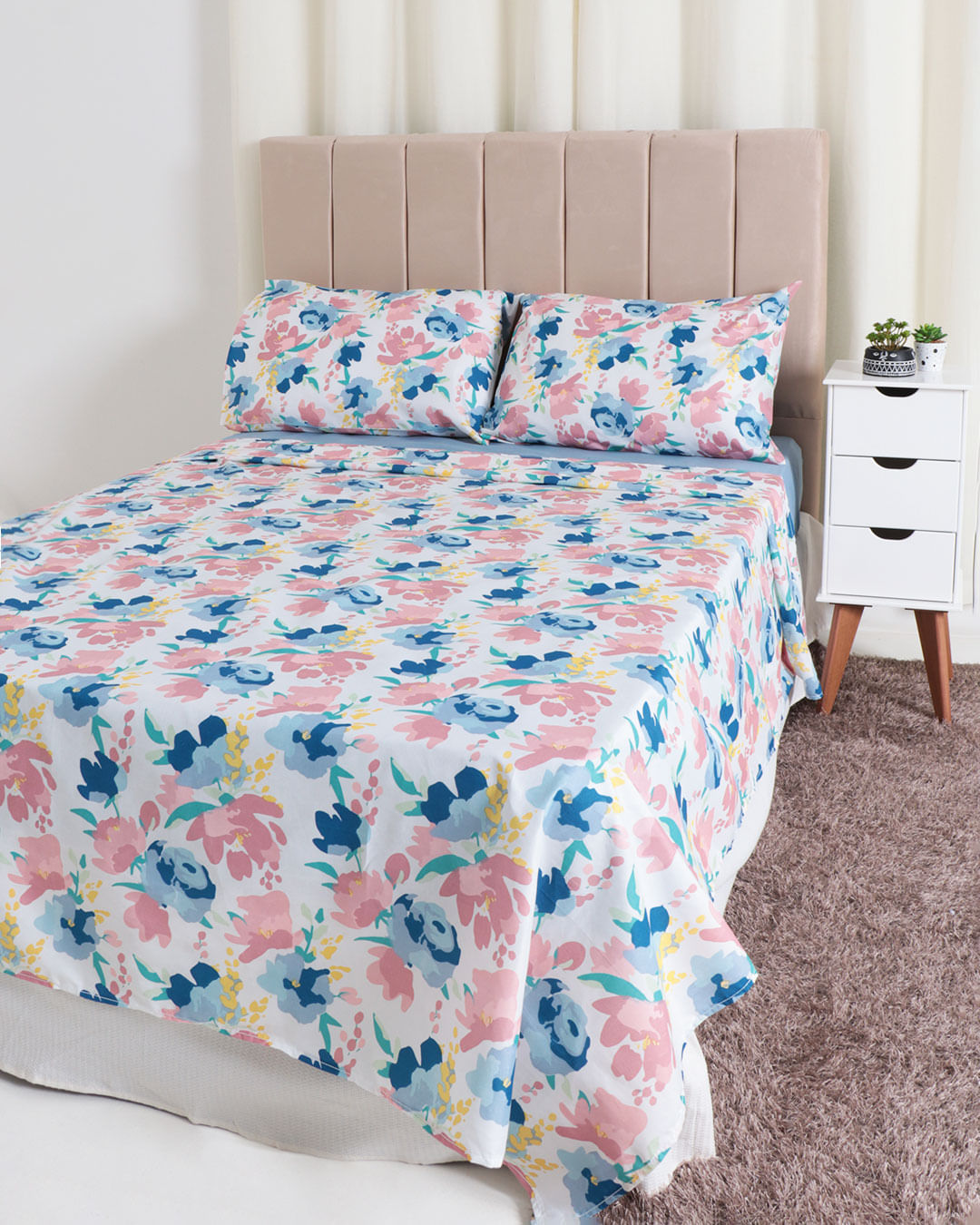 Jogo-de-Cama-Casal-4-Pecas-Floral-Camesa-Branco