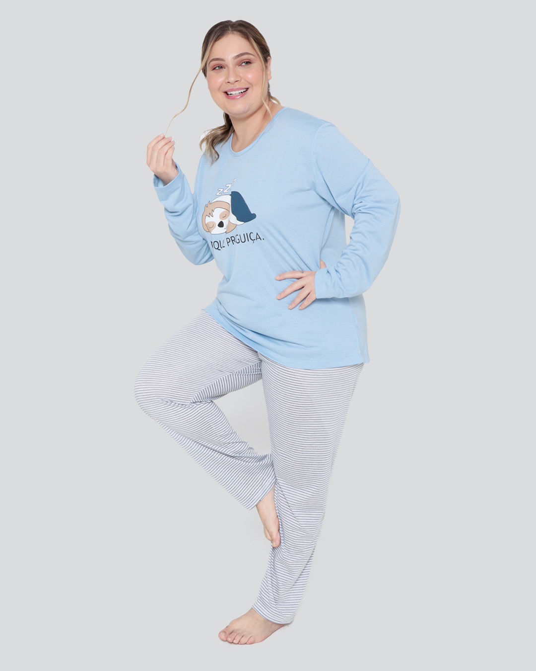 Pijama-Feminino-Plus-Size-Longo-Listrado-Azul