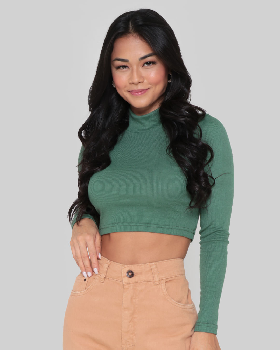 Blusa-Feminina-Cropped-Canelada-Verde