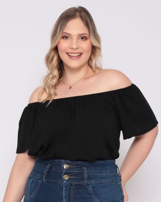 Blusa-Feminina-Plus-Size-Ciganinha-Viscose-Preta