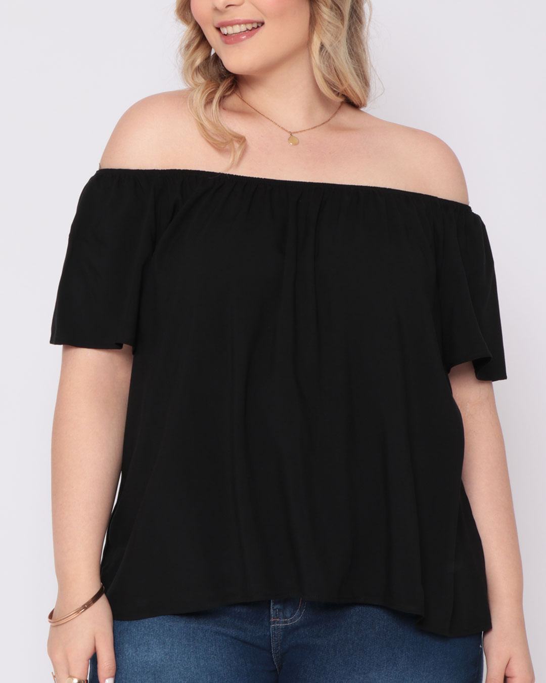 Blusa-Feminina-Plus-Size-Ciganinha-Viscose-Preta