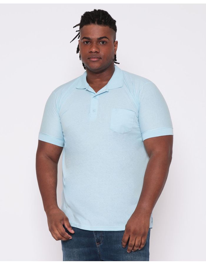 Polo-Plus-Size-Masculina-Bolso-Azul-Claro