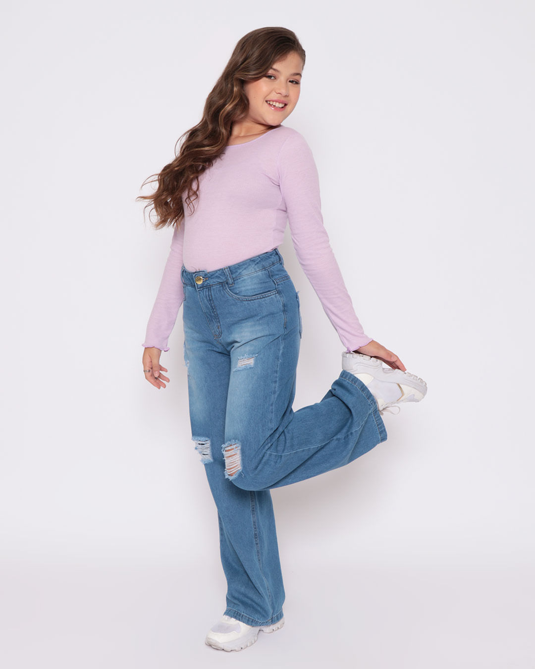 Blusa-Juvenil-Manga-Longa-Canelada-Lilas