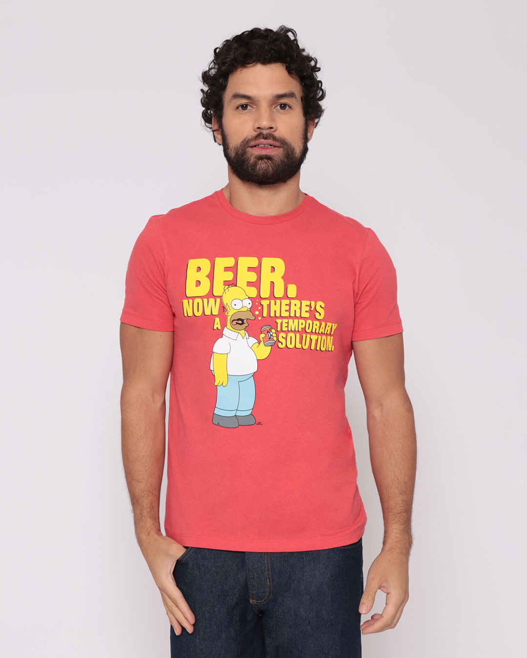 Camiseta-Masculina-Estampa-Cerveja-Os-Simpsons-Vermelha