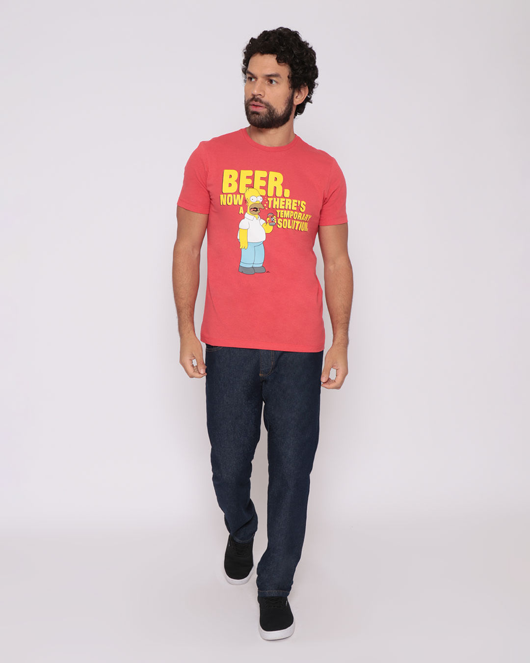 Camiseta-Masculina-Estampa-Cerveja-Os-Simpsons-Vermelha