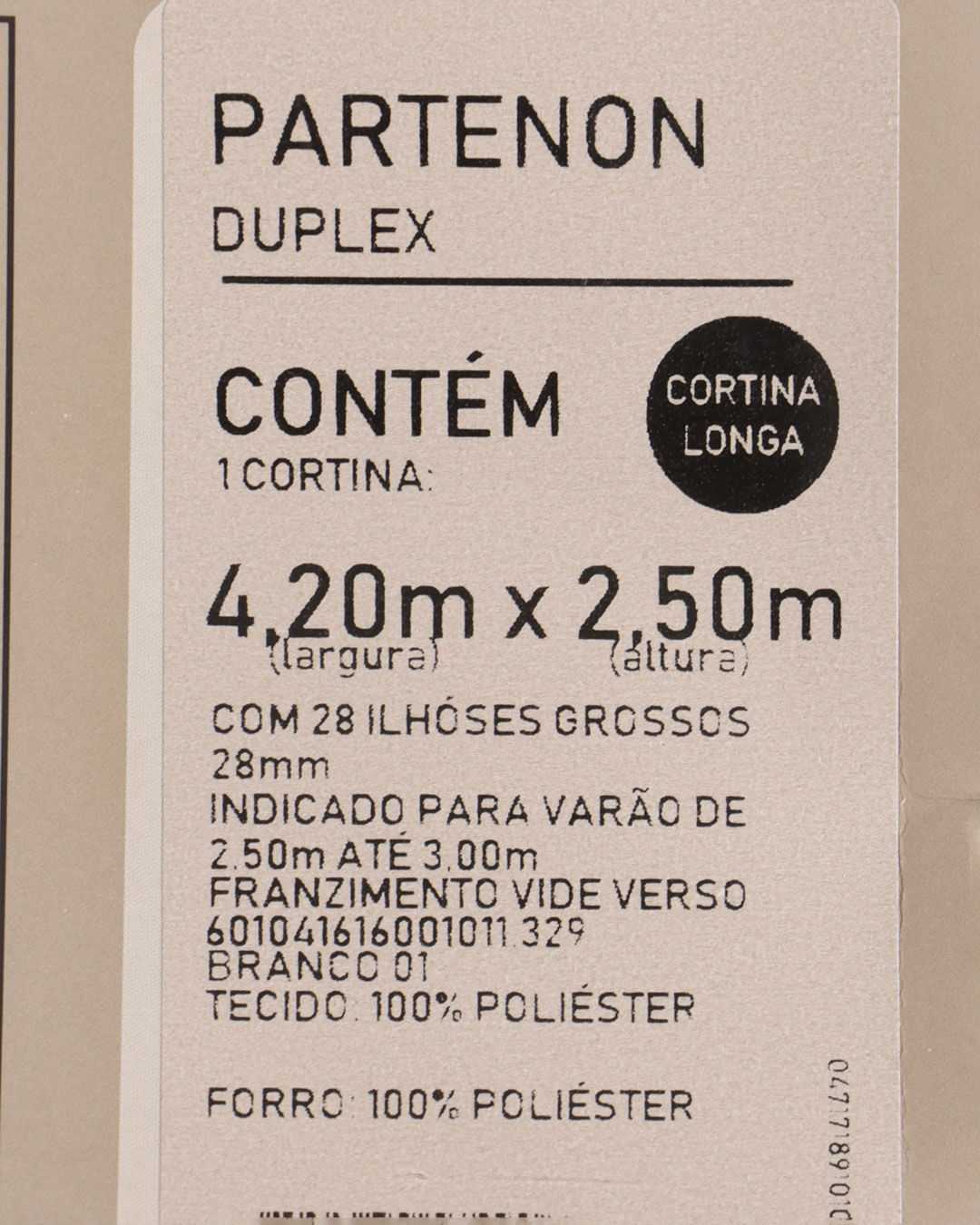 Cortina Longa Partenon Duplex Bella Janela Varão Até 3m Branca