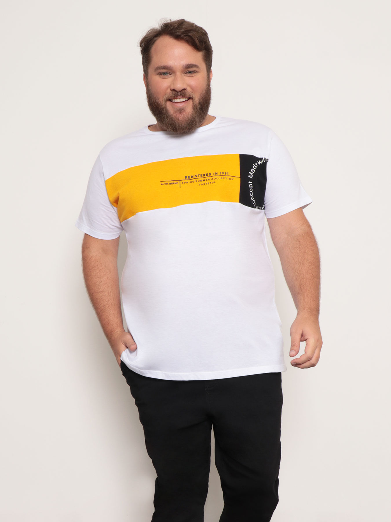 Camiseta-Masculina-Plus-Size-Recorte-Branca