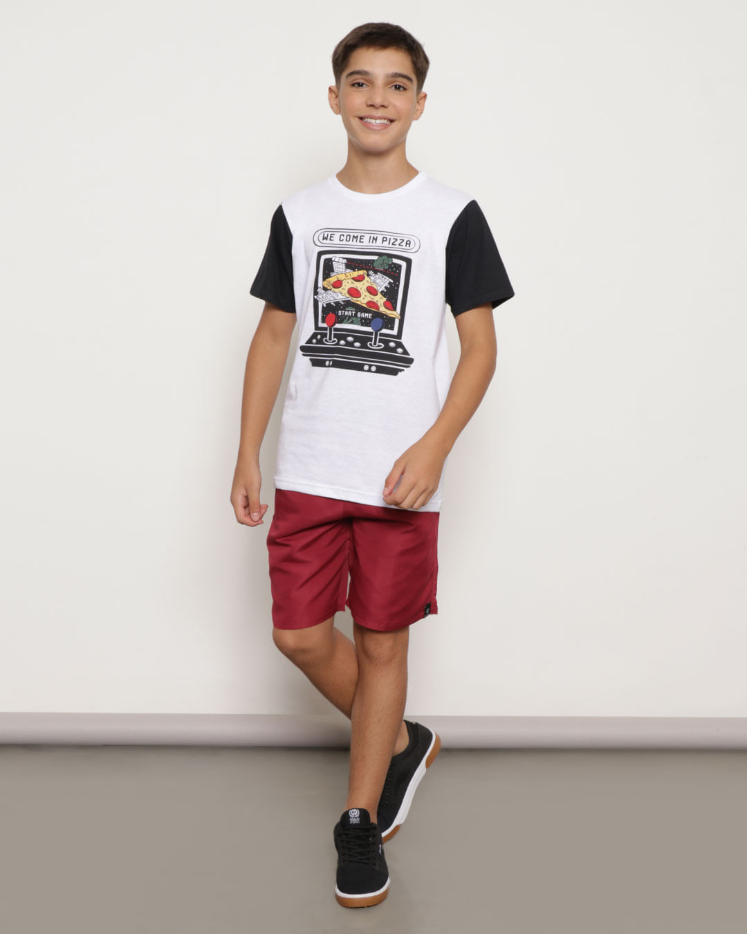 Camiseta-Juvenil-Game-Pizza-Branca