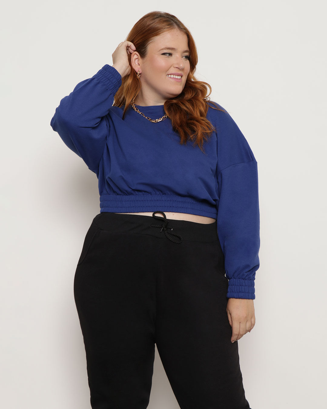 Blusa-Plus-Size-Feminina-Cropped-Moletinho-Manga-Longa-Azul-