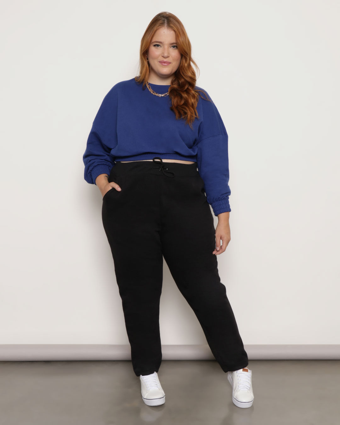 Blusa-Plus-Size-Feminina-Cropped-Moletinho-Manga-Longa-Azul-