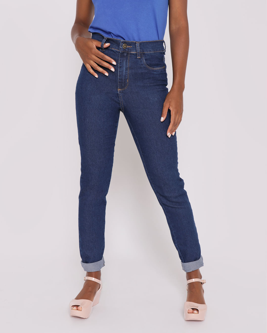 Calca-Jeans-Feminina-Cigarrete-Barra-Dobrada-Azul