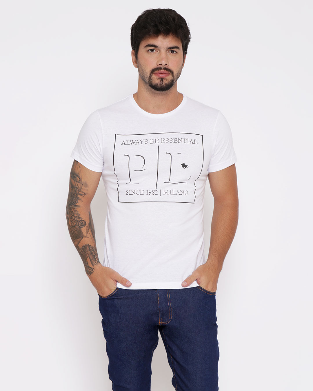 Camiseta-Masculina-Manga-Curta-Com-Estampa-Branca