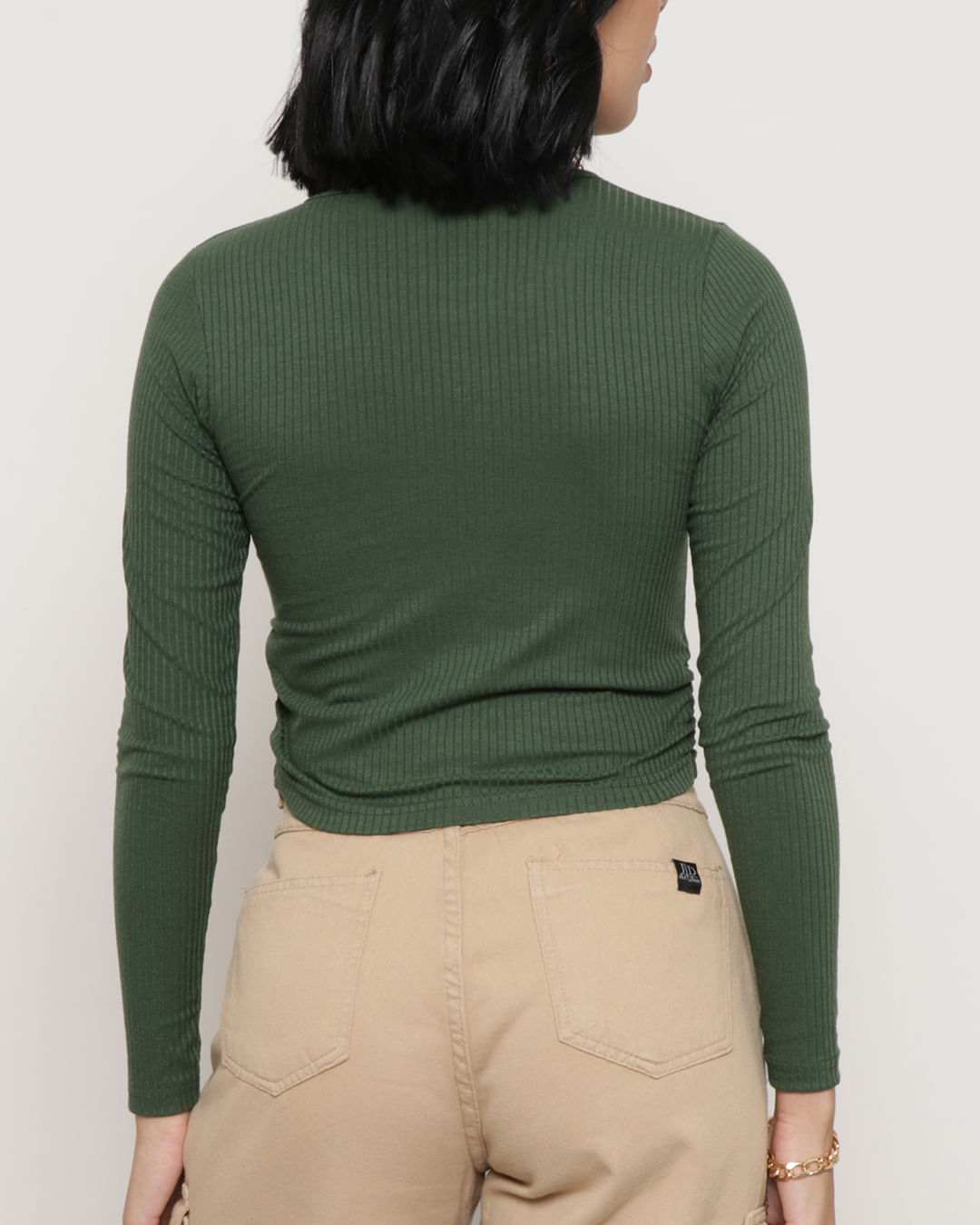 Blusa-Cropped--Feminina-Manga-Longa-Canelada-Verde