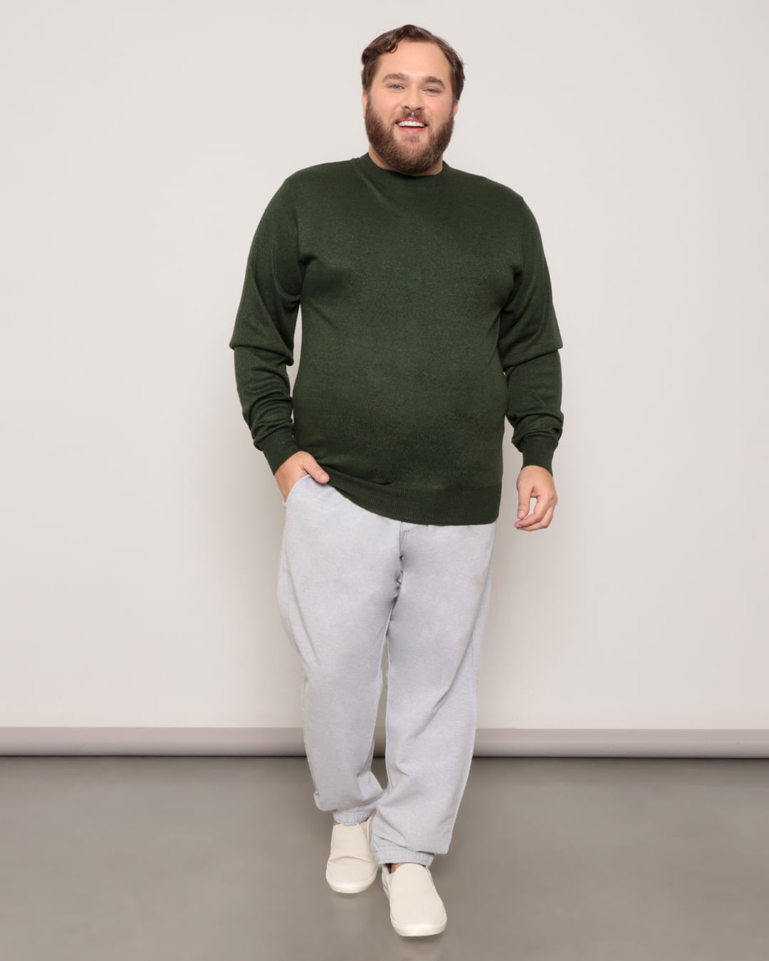 Sueter-Plus-Size-Masculino-Trico-Verde