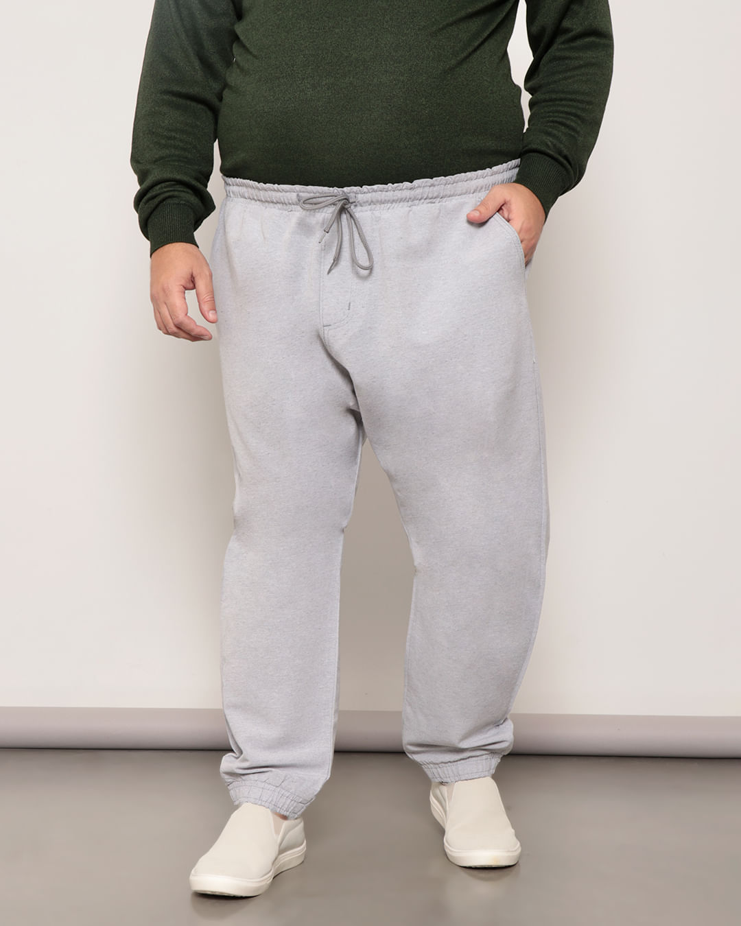 Calca-Plus-Size-Masculino-Jogger-Sarja-Cinza-