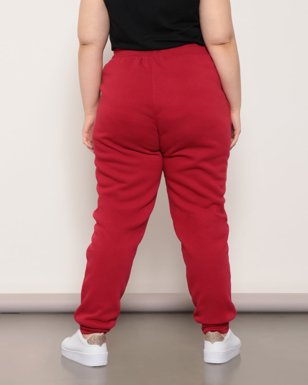 Calca-Moletom-Plus-Size-Feminina-Jogger-Bolsos-Vermelho