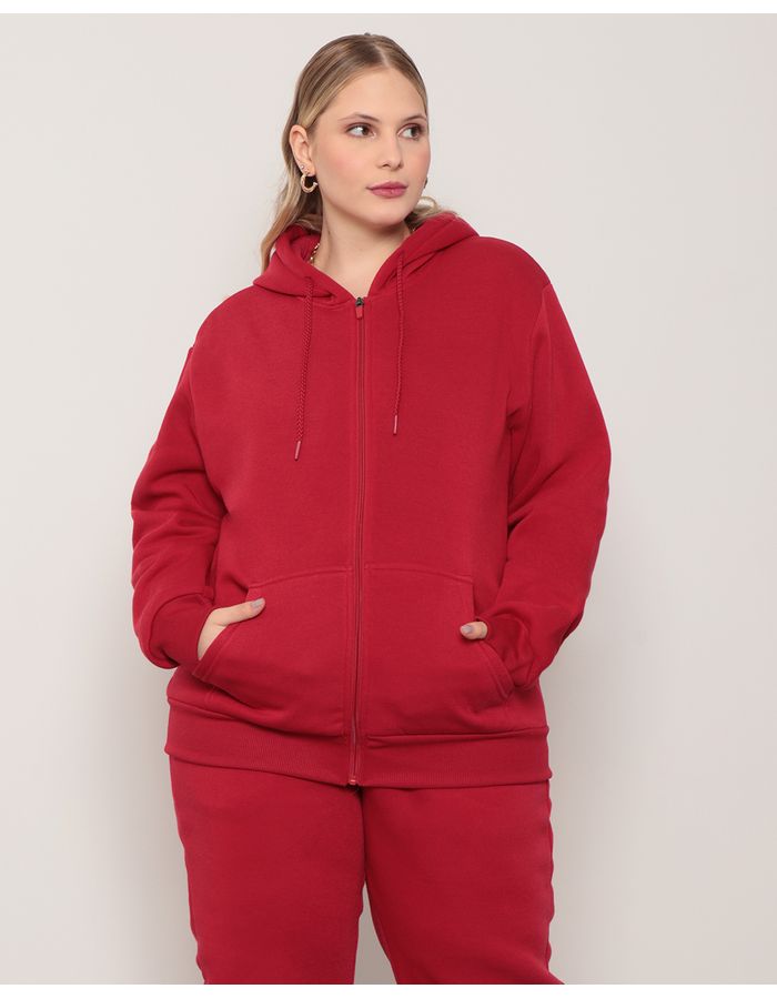 Casaco-Moletom-Plus-Size-Feminino-Com-Capuz-Vermelho