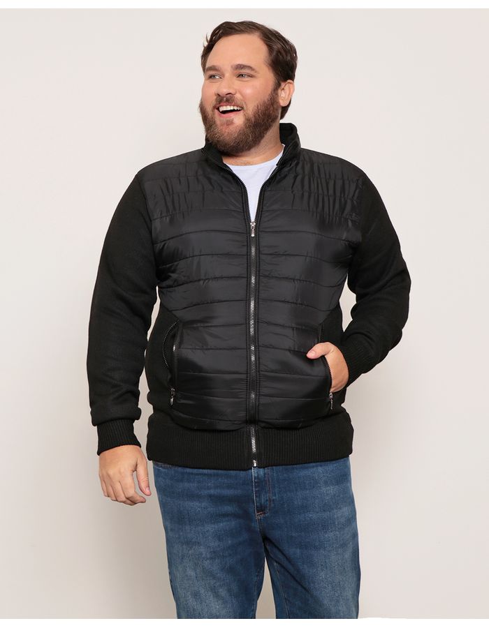 Jaqueta-Masculino-Plus-Size-Puffer-Trico-Com-Ziper-Preto