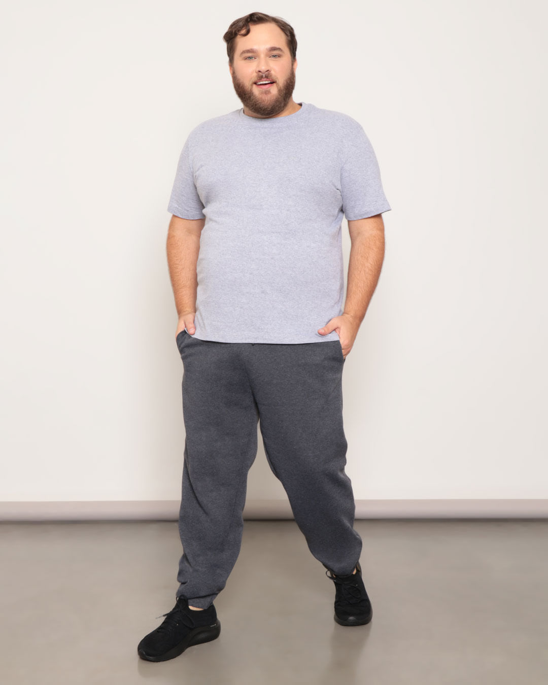 Calca-Moletom-Plus-Size-Masculina-Jogger-Mescla-Cinza-Escuro