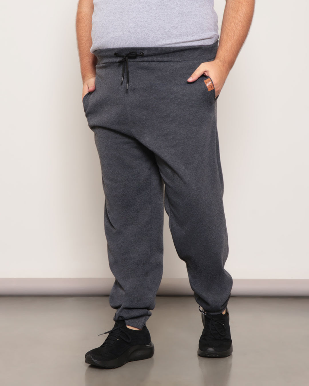 Calca-Moletom-Plus-Size-Masculina-Jogger-Mescla-Cinza-Escuro