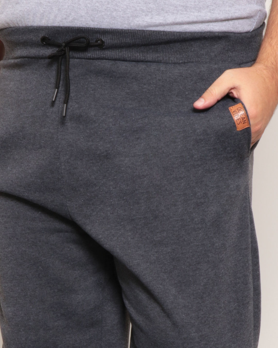 Calca-Moletom-Plus-Size-Masculina-Jogger-Mescla-Cinza-Escuro