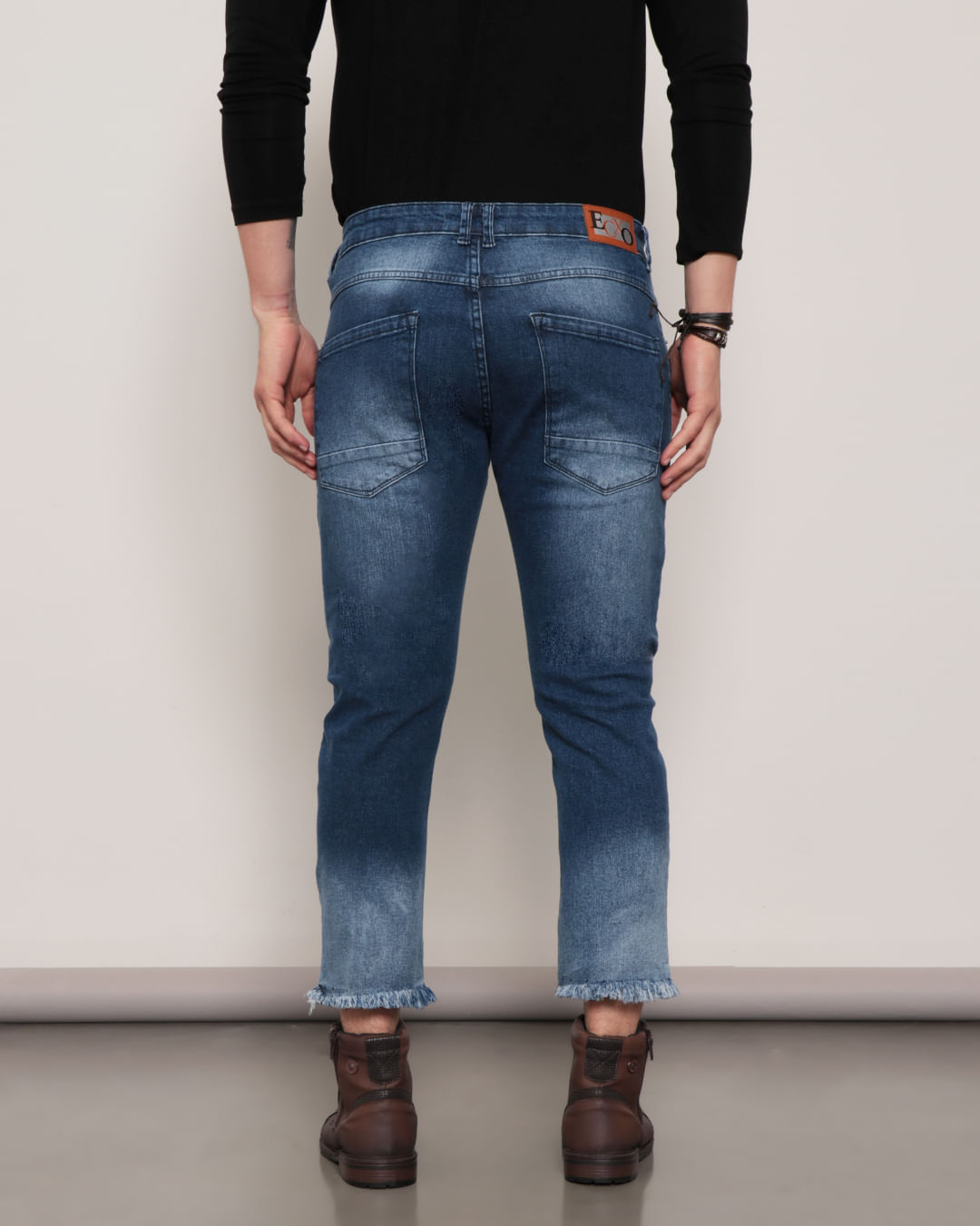 Calca-Jeans-Masculina-Cropped-Destroyed-Azul