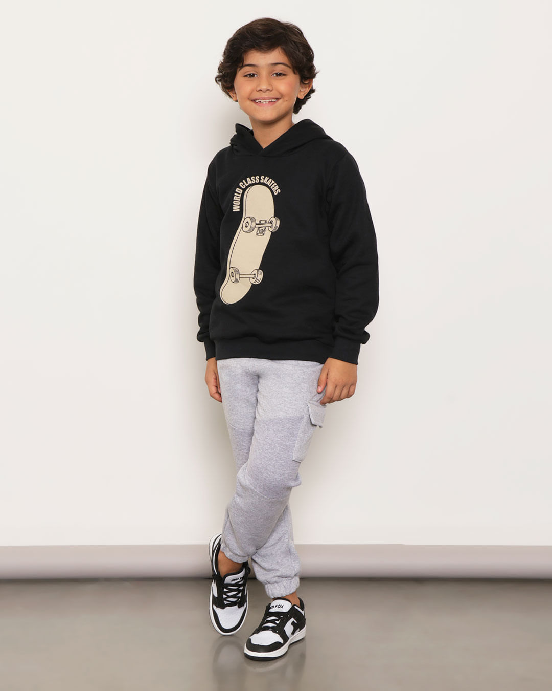 Calca-Moletom-Infantil-Jogger-Com-Bolso-Cargo-Cinza-