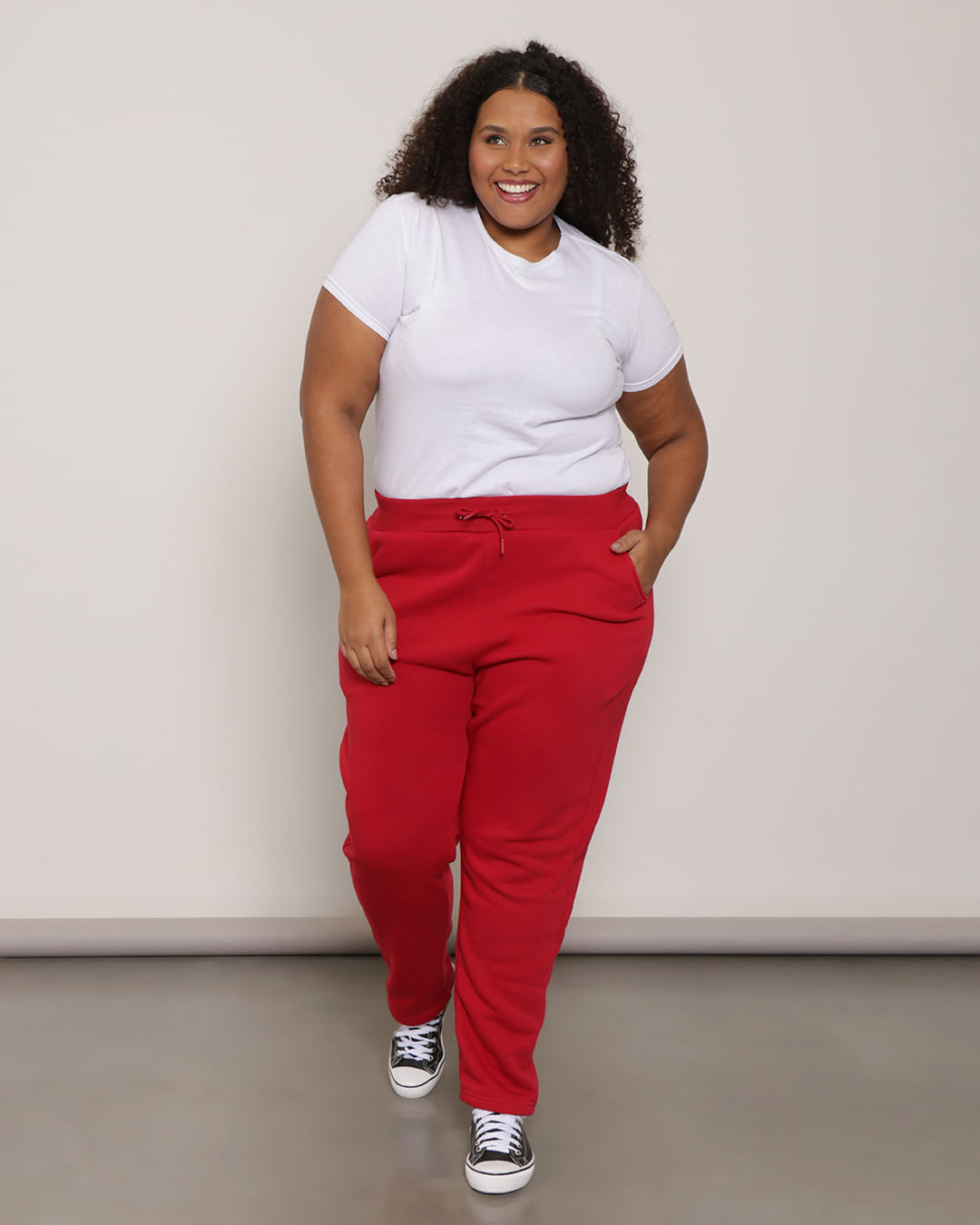 Calca-Moletom-Feminina-Plus-Size-Reta-Vermelho-Escuro