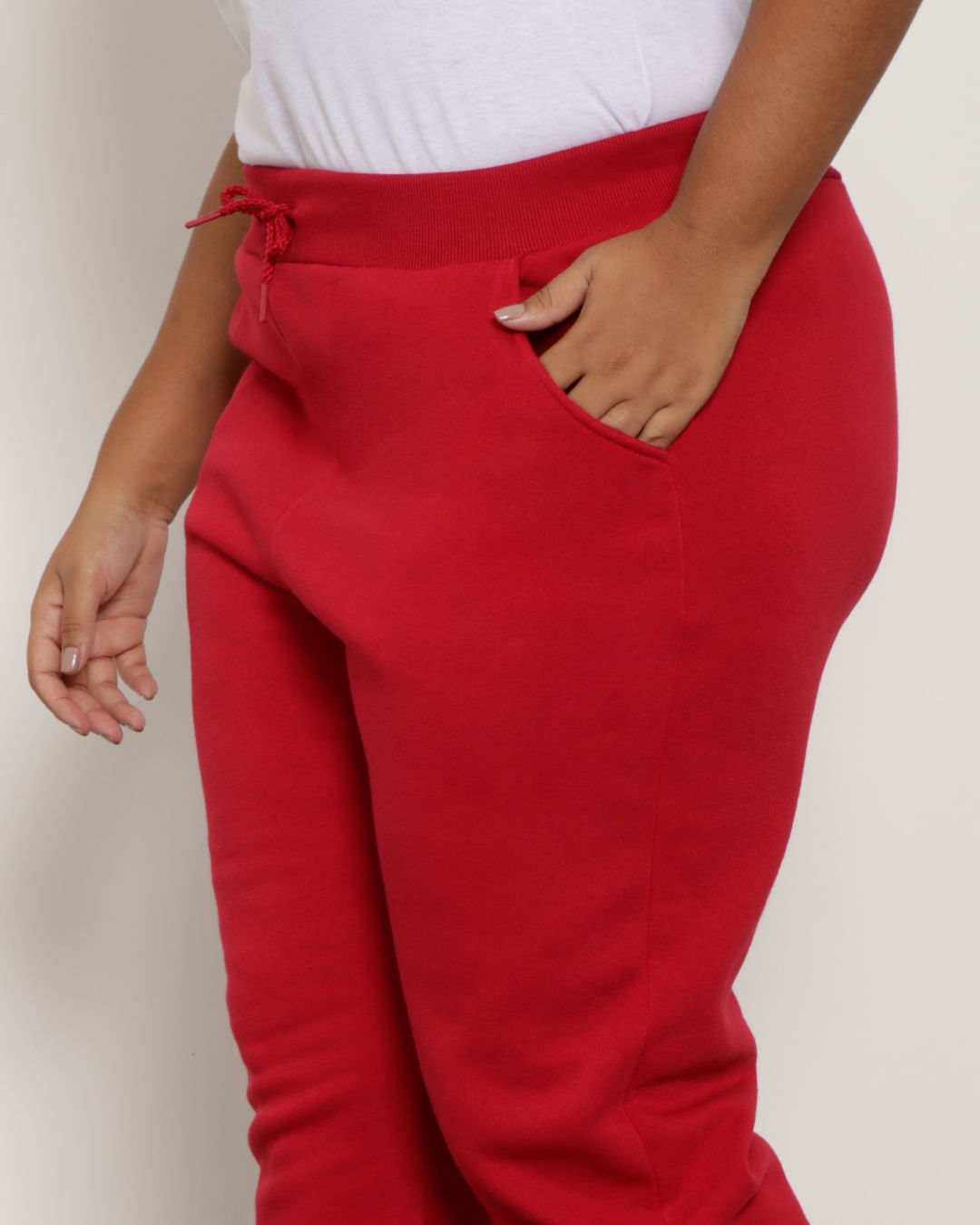 Calca-Moletom-Feminina-Plus-Size-Reta-Vermelho-Escuro