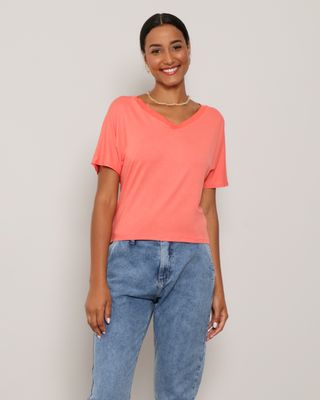 Blusa-Feminina-Decote-V-Lisa-Laranja