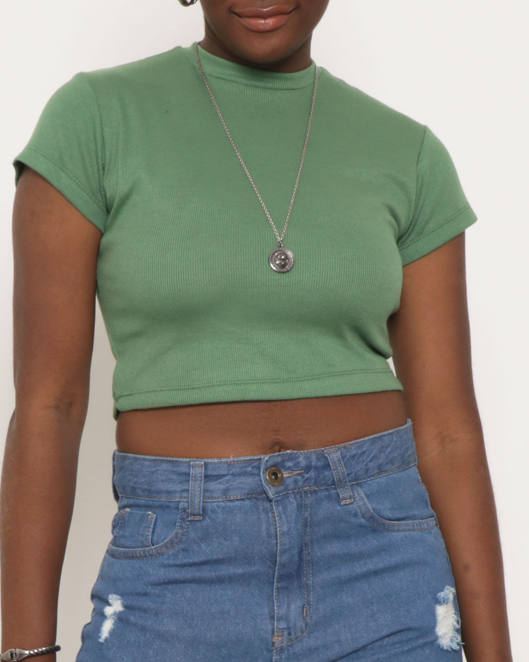 Blusa-Cropped-Feminina-Gola-Alta-Canelada-Verde