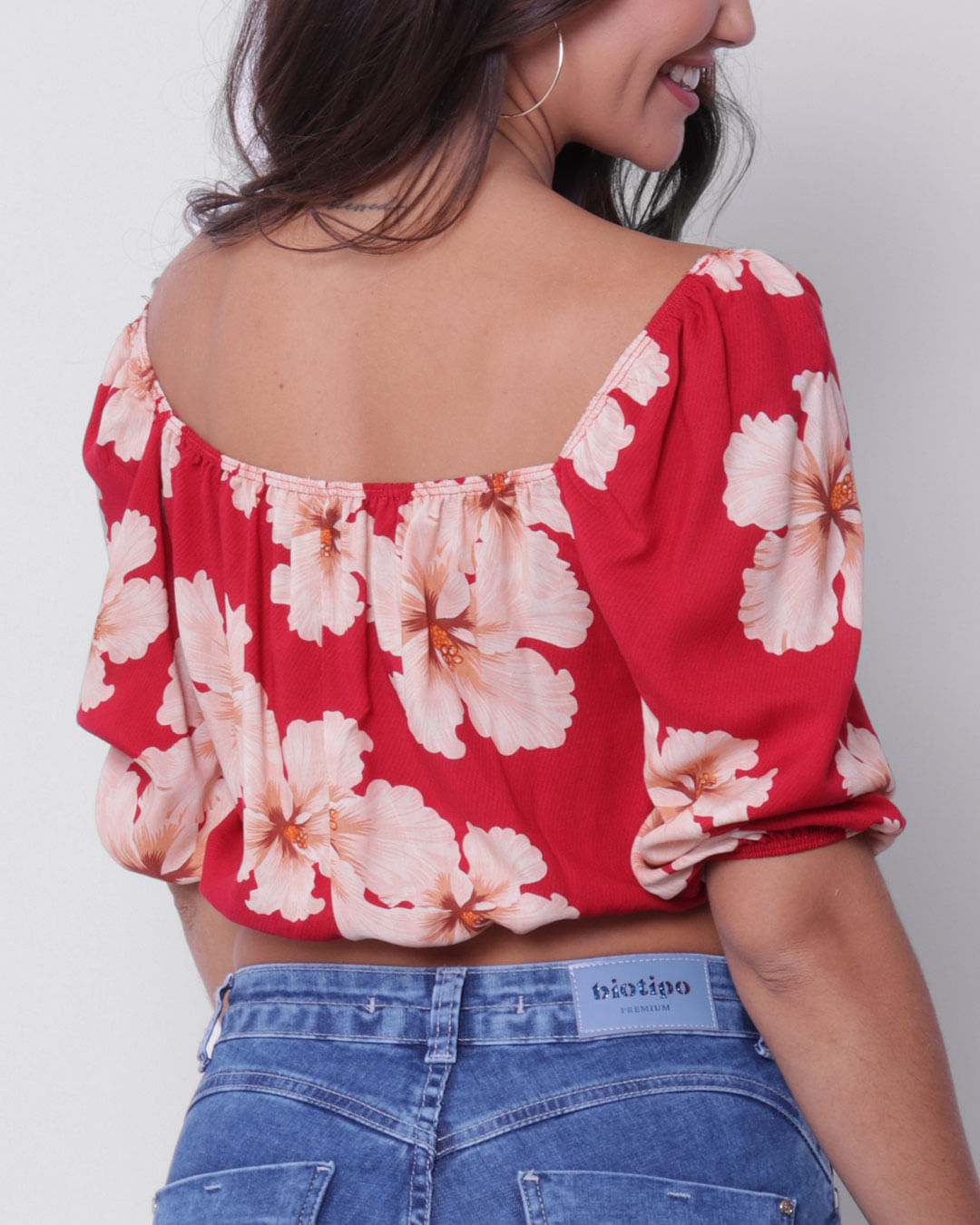 Blusa-Cropped-Feminina-Ciganinha-Floral-Vermelha