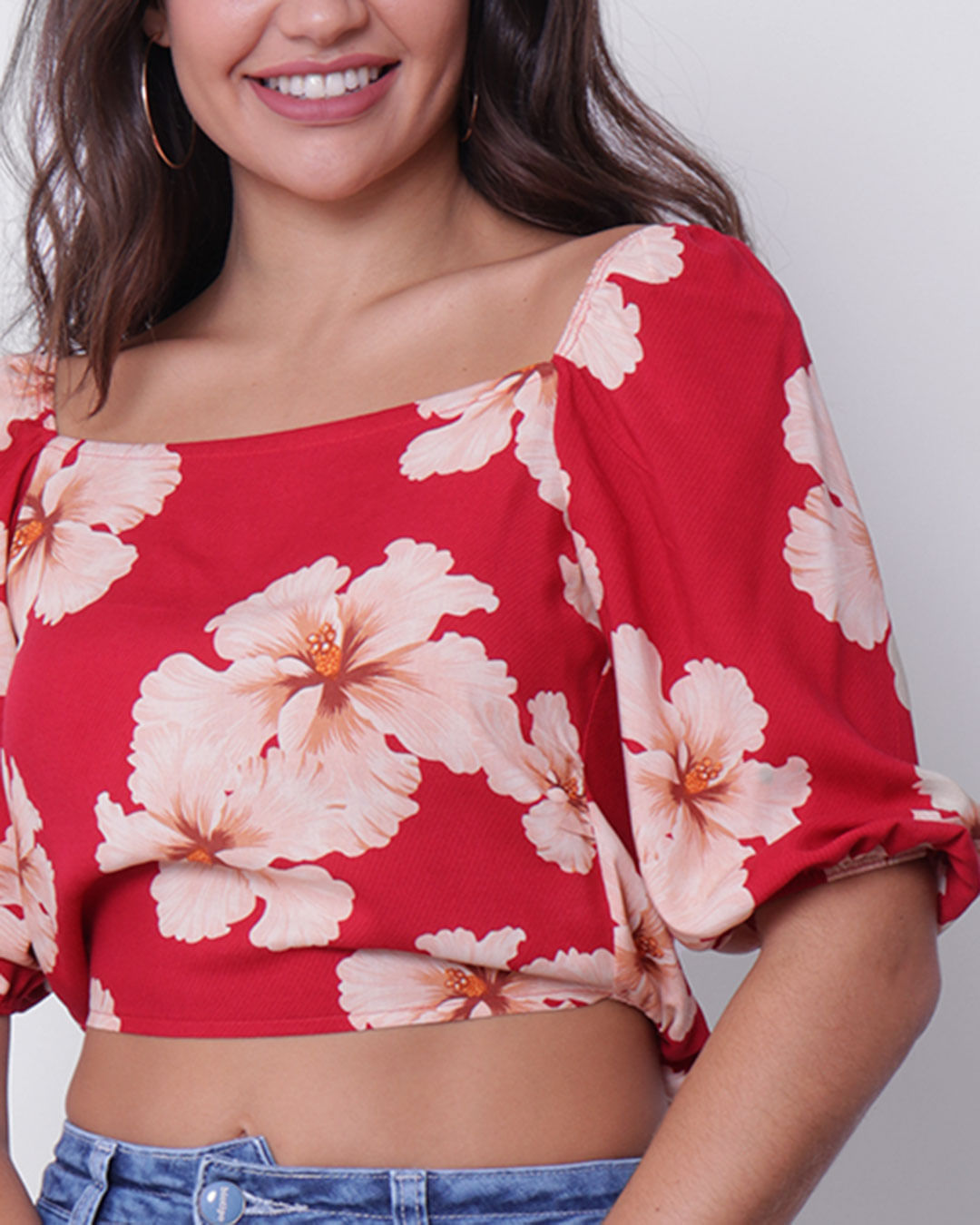 Blusa-Cropped-Feminina-Ciganinha-Floral-Vermelha