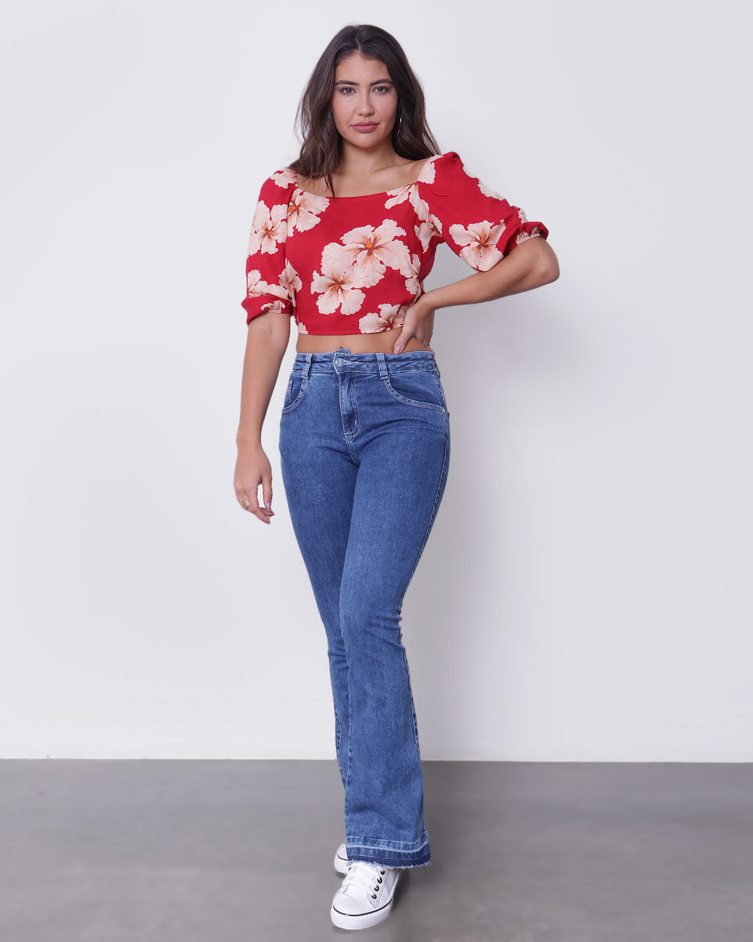 Blusa-Cropped-Feminina-Ciganinha-Floral-Vermelha