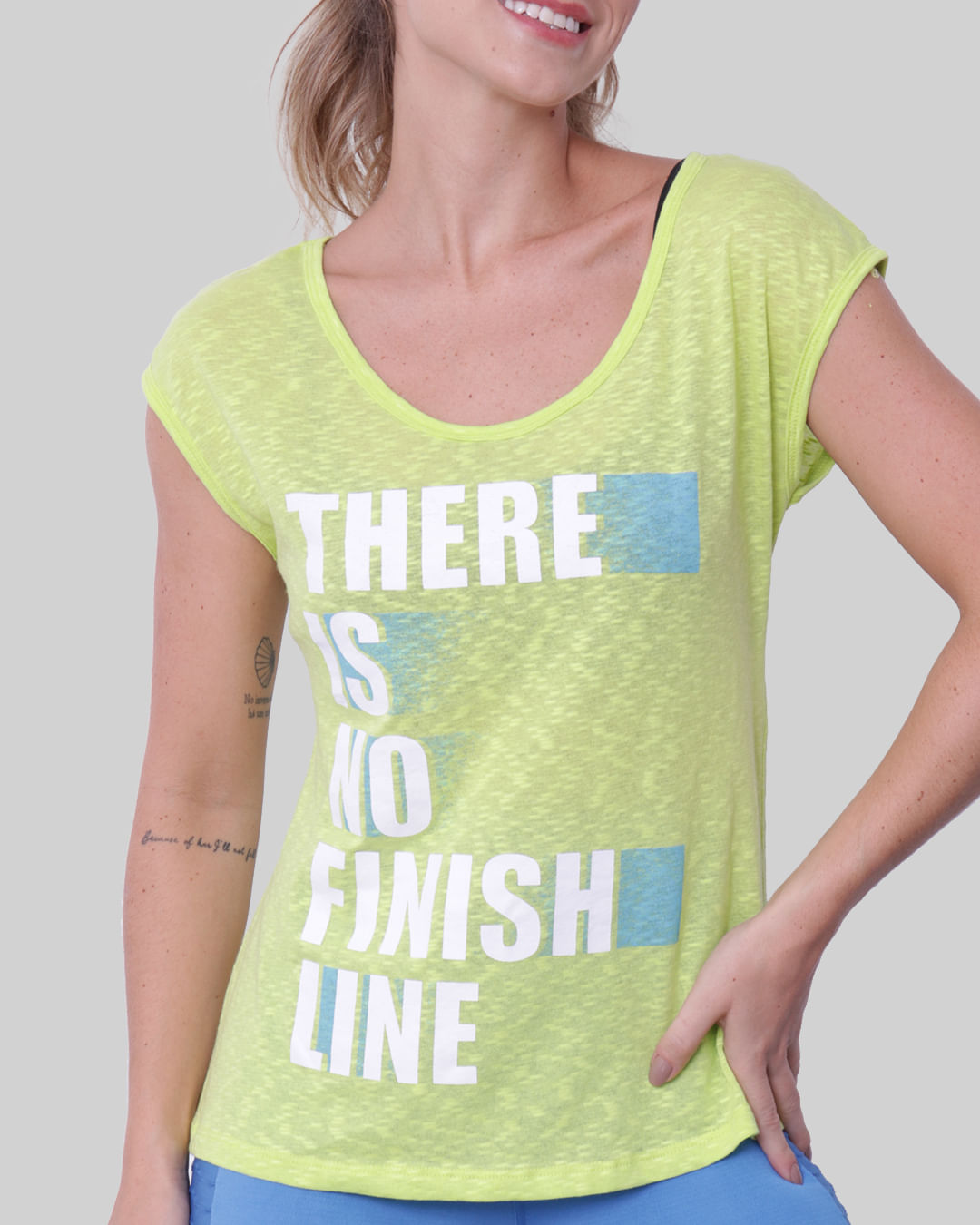 Blusa-Feminina-Fitness-Fitter-Estampada-Neon-Verde