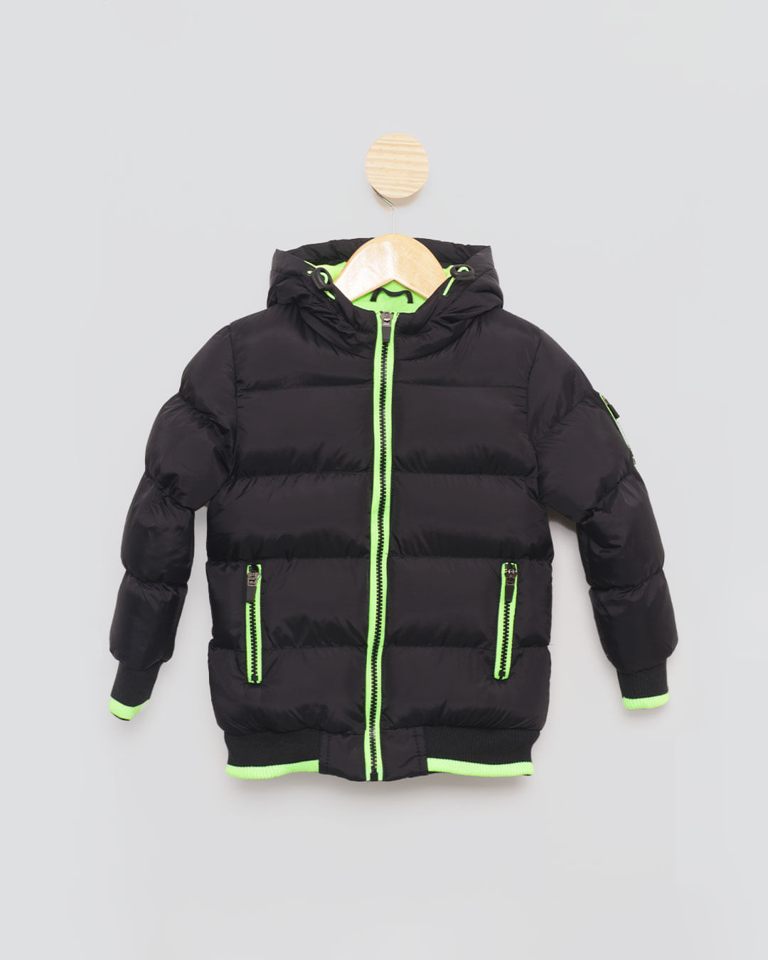 Jaqueta-Puffer-Bebe-Com-Capuz-Neon-Preta