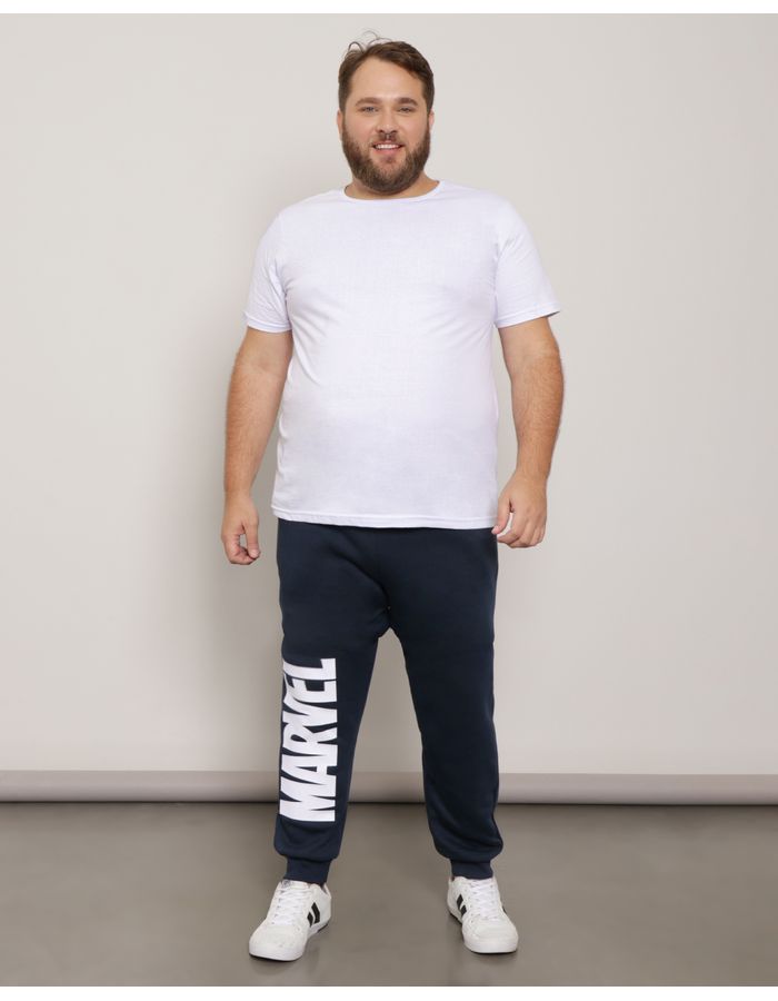 Calcas-Masculino-Plus-Size-Jogger-Marvel-Marinho