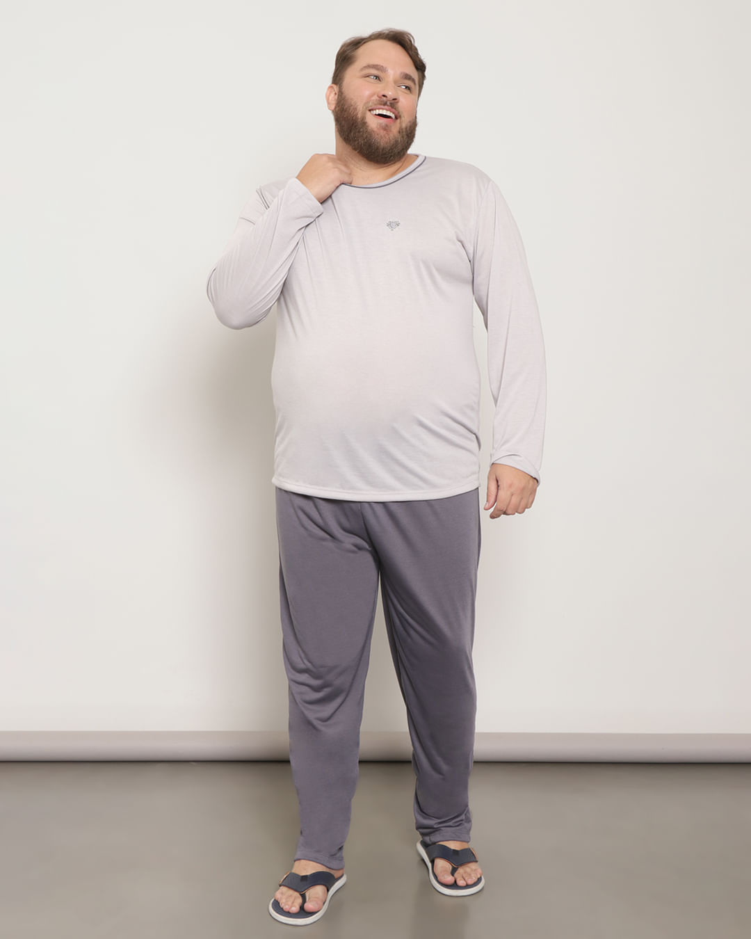 Pijama-Plus-Size-Masculino-Longo-Cinza