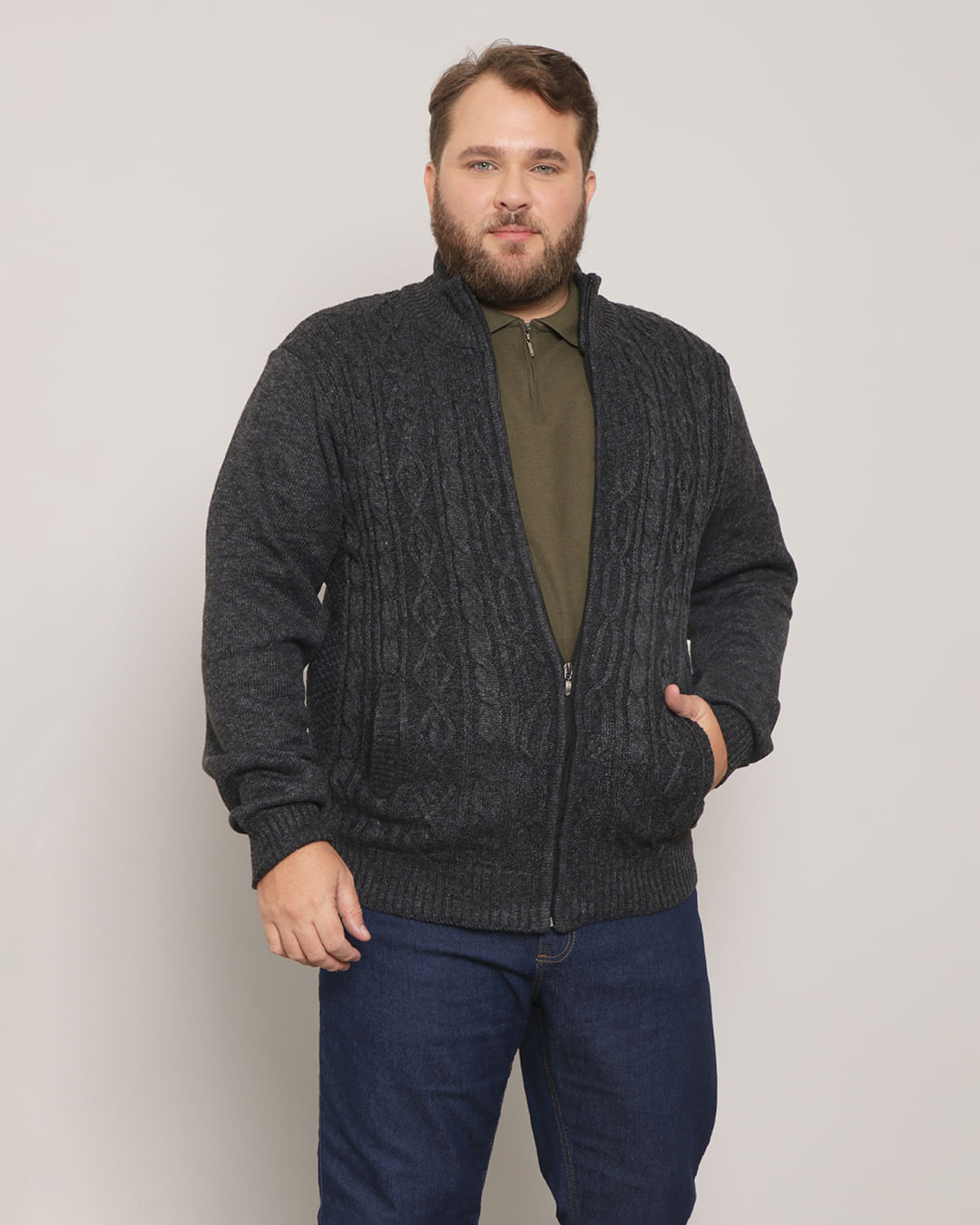 Casaco-Plus-Size-Masculino-Trico-Cinza