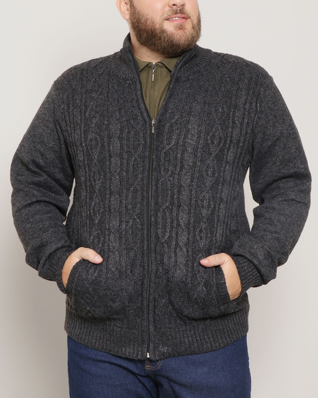 Casaco-Plus-Size-Masculino-Trico-Cinza