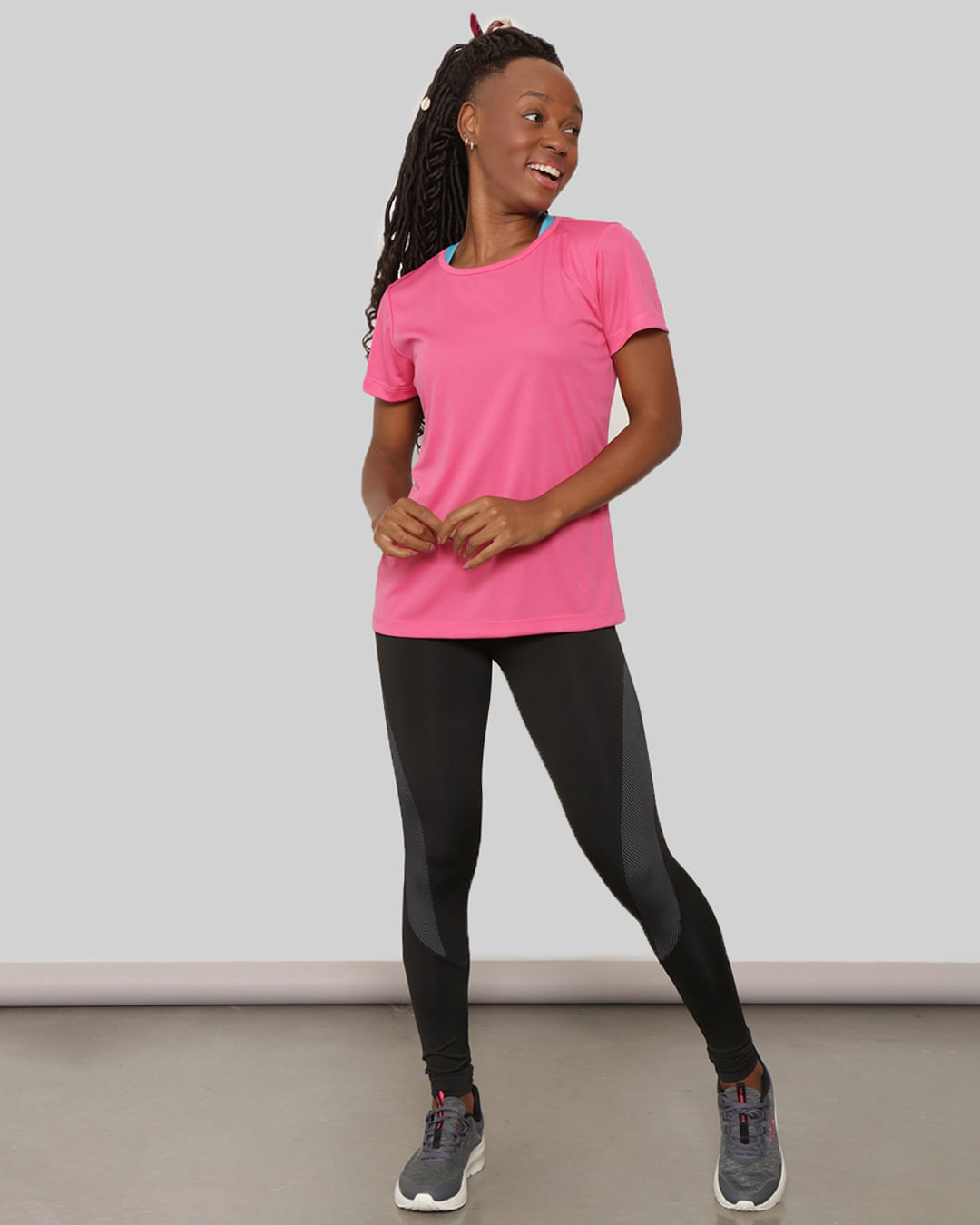 Blusa-Feminina-Fitness-Fitter-Manga-Curta-Rosa