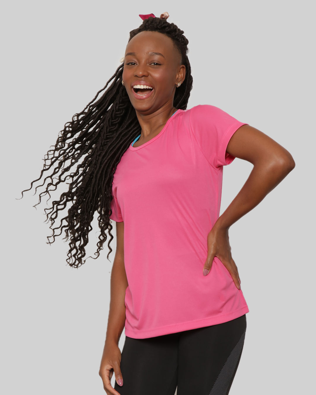 Blusa-Feminina-Fitness-Fitter-Manga-Curta-Rosa