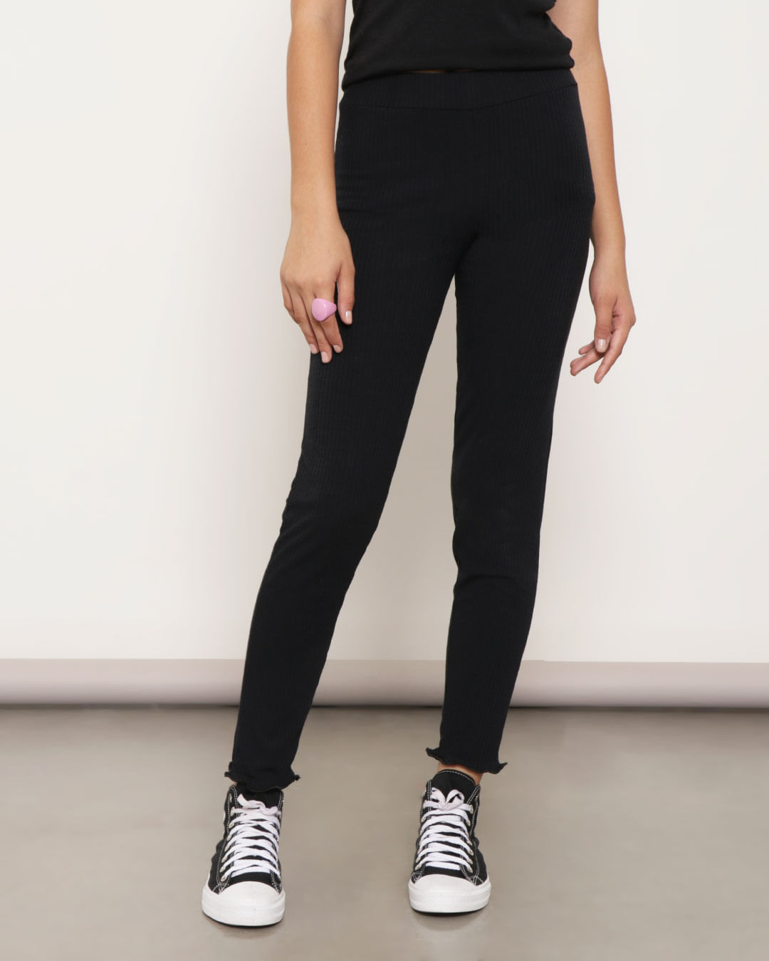 Calça Legging Juvenil Canelada Preta